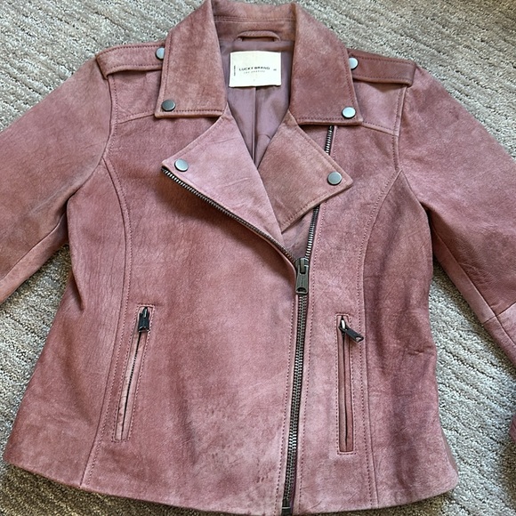 Lucky Brand real suede leather Moto jacket - Picture 4 of 7